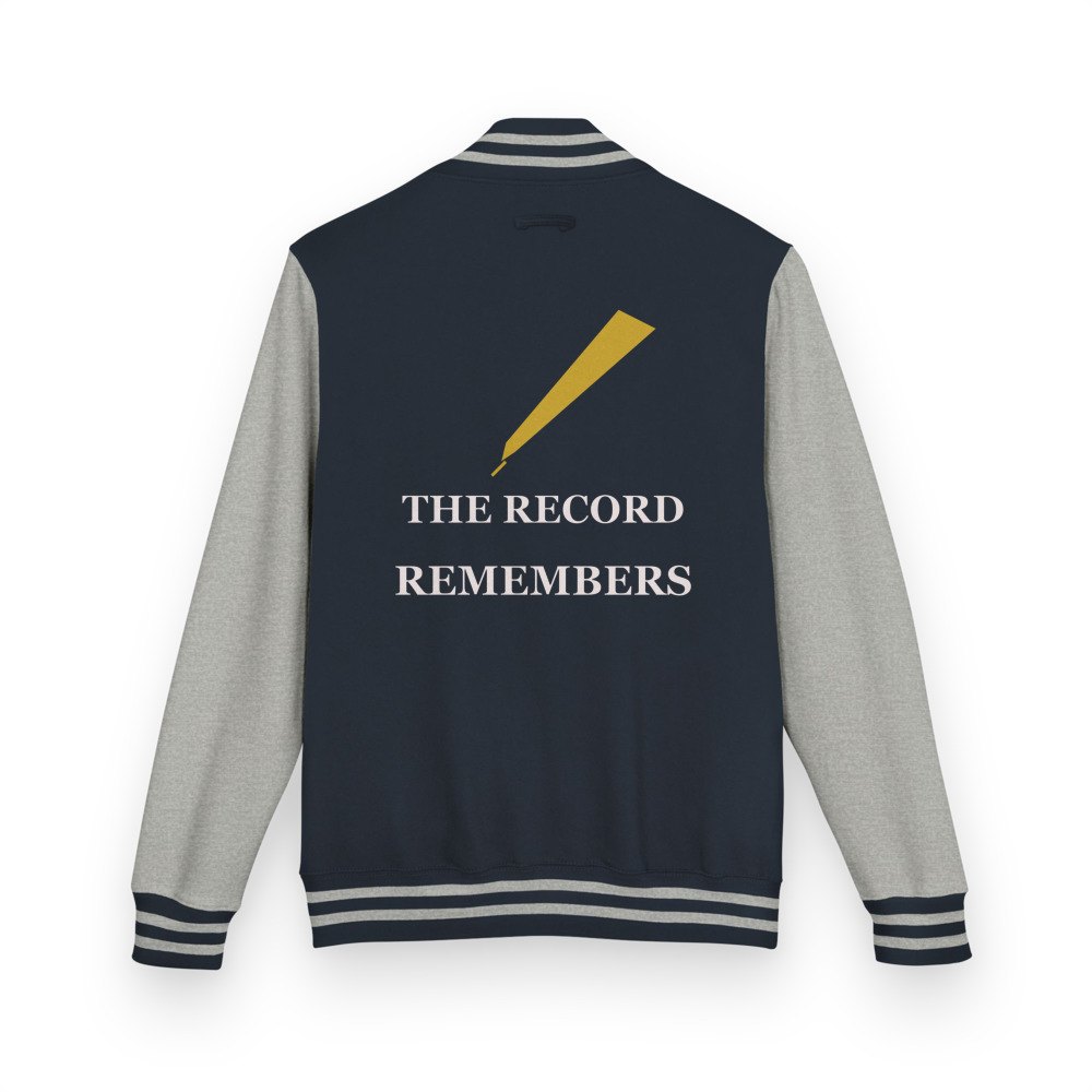 Evil Leaders The Record Remembers Varsity Jacket in Oxford Navy/Heather Grey