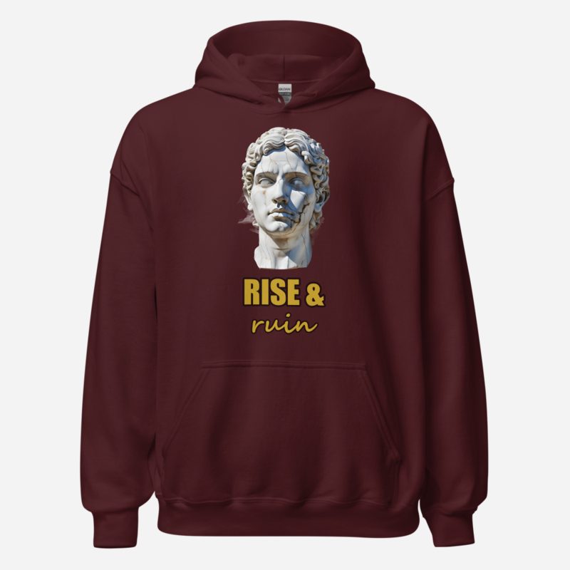 Evil Leaders Rise & Ruin Falling Statue Hoodie Maroon