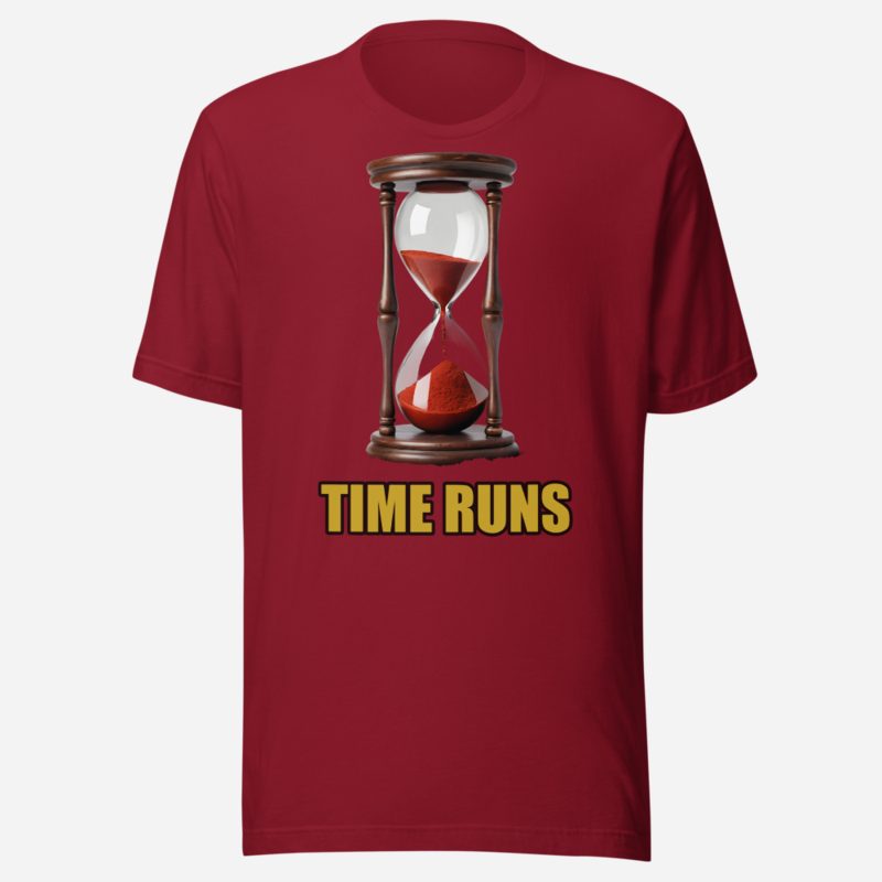 Evil Leaders Time Runs Hourglass Tee Cardinal