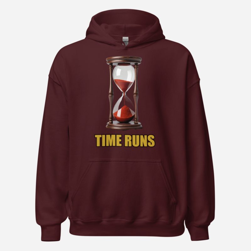 Evil Leaders Time Runs Hourglass Hoodie Maroon