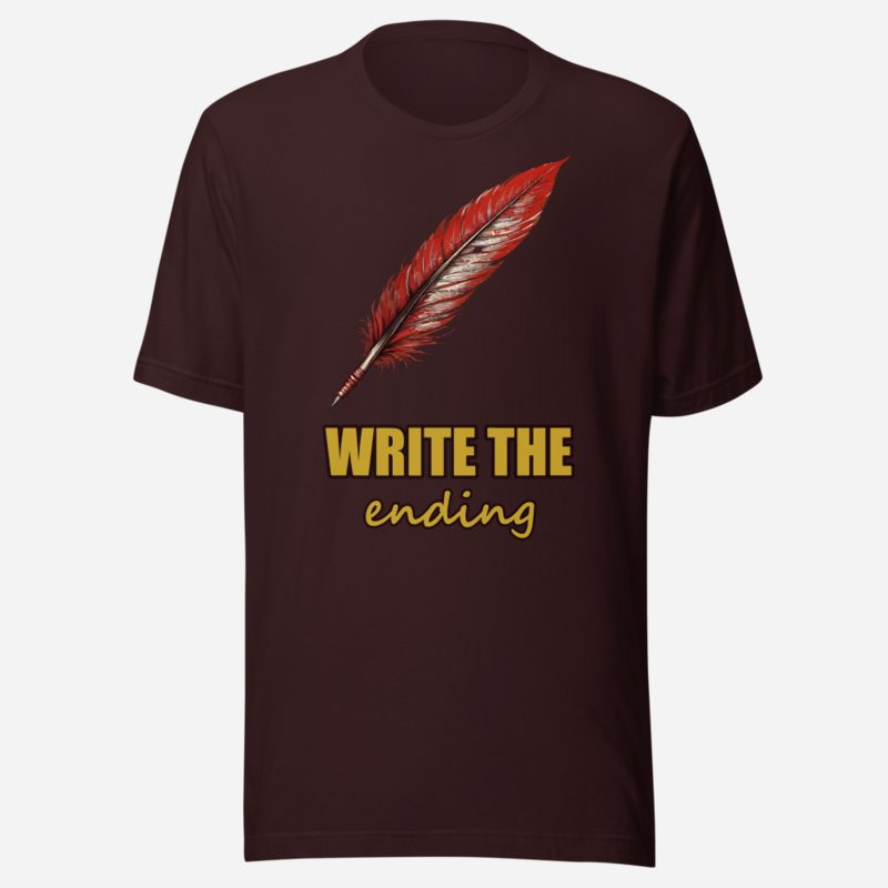 Evil Leaders Write The Ending Ink Quill Tee Oxblood Black